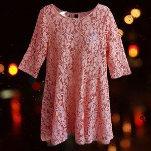 Free People Women's Lace Dress 3/4 Sleeves Light Salmon Size M